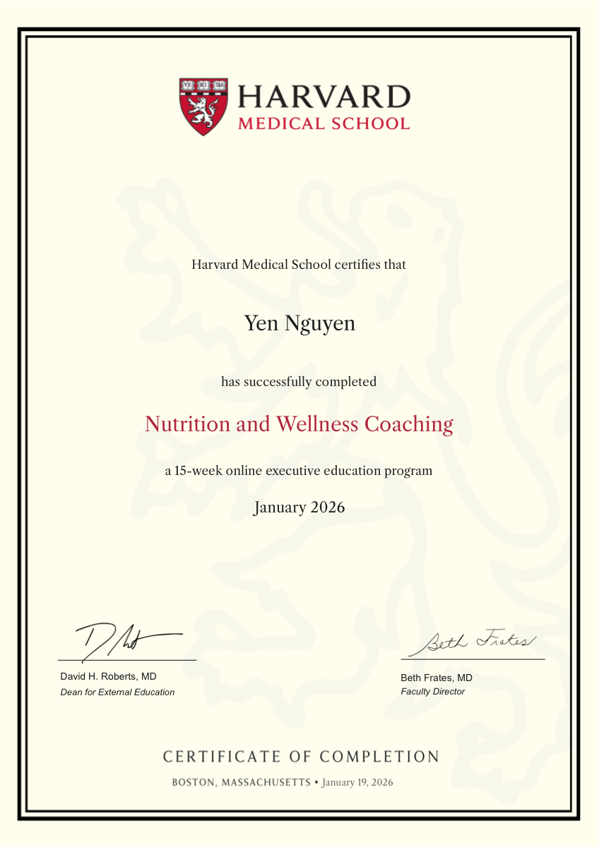 Harvard Medical School - Nutrition and Wellness Coaching Certificate