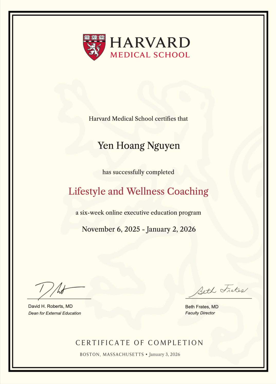 Chứng nhận Harvard Medical School