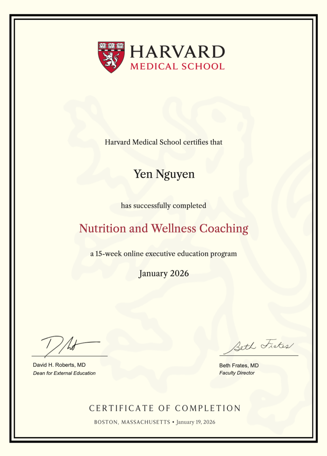 Chứng nhận Harvard Medical School